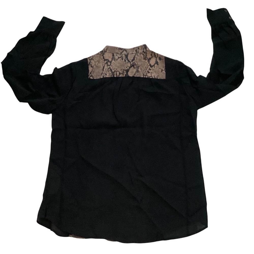 FRAME Black Snake Print Silk Button Down Shirt Top Blouse‎ S P - Picture 2 of 7